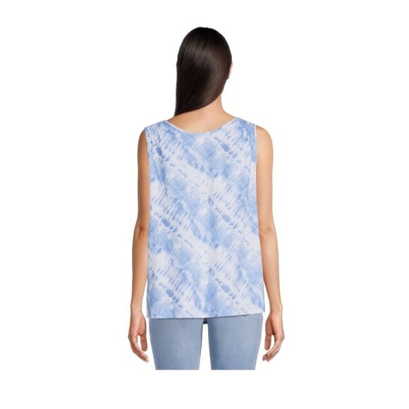 Time and Tru Womens Small 4-6 Blue Paradise Linen V-Neck Tank Top NWT - Picture 4 of 7